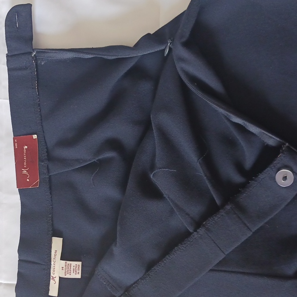 PANTS BY JM COLLECTION DARK BLUE SIZE 14 - Picture 5 of 12